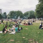 London Summer - group of people gathering on field