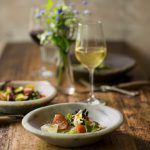 Romantic London - mixed fruits served on ceramic plates