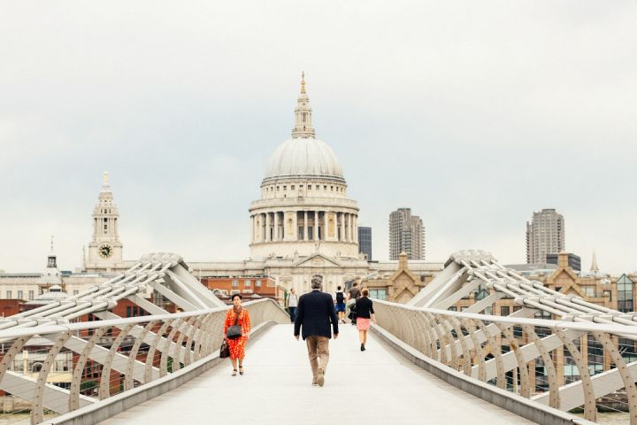 Pedestrian Street In London - white temple